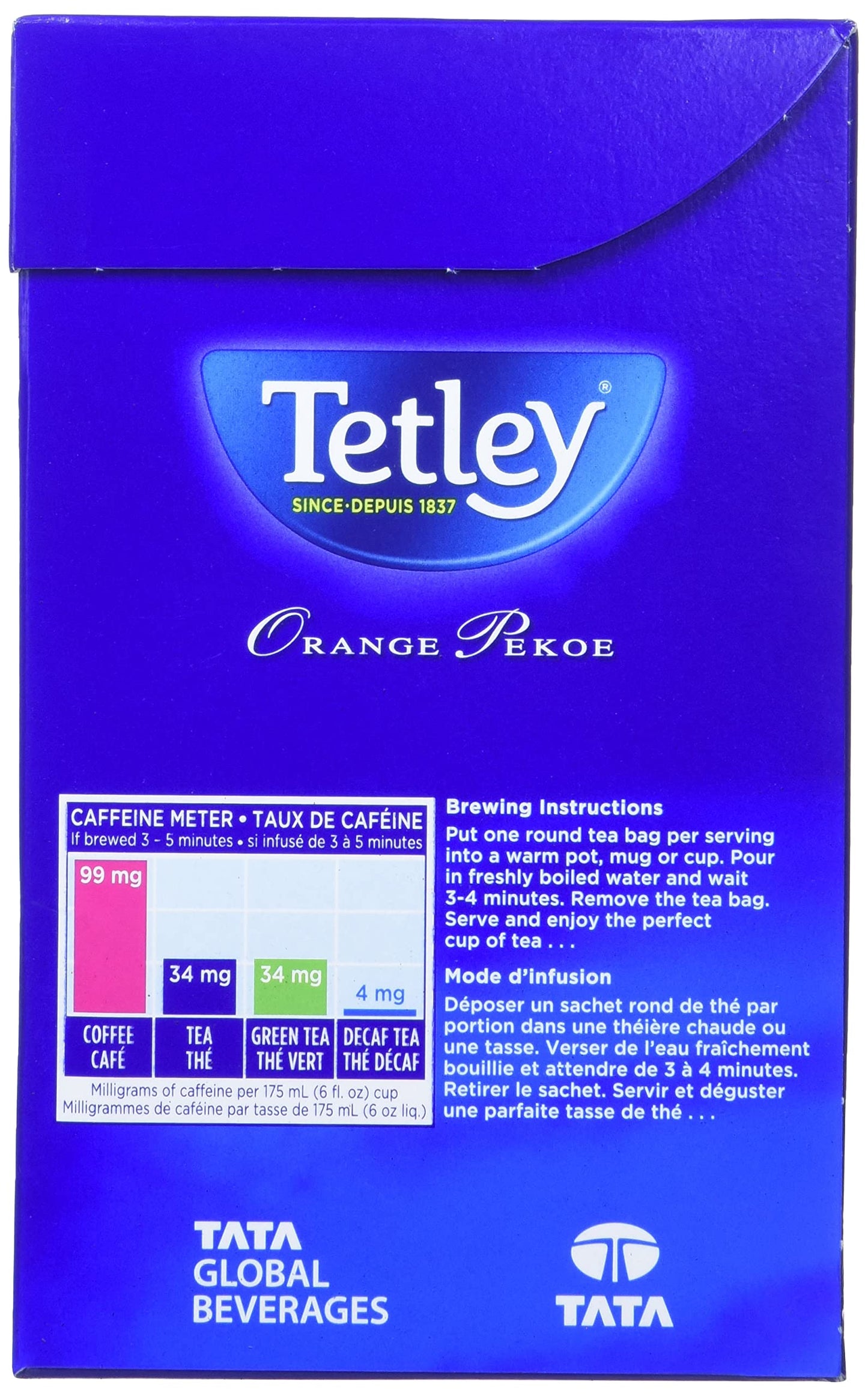Tetley Orange Pekoe Tea, 144-Count Tea Bags, 454g/1lb (Imported from Canada)