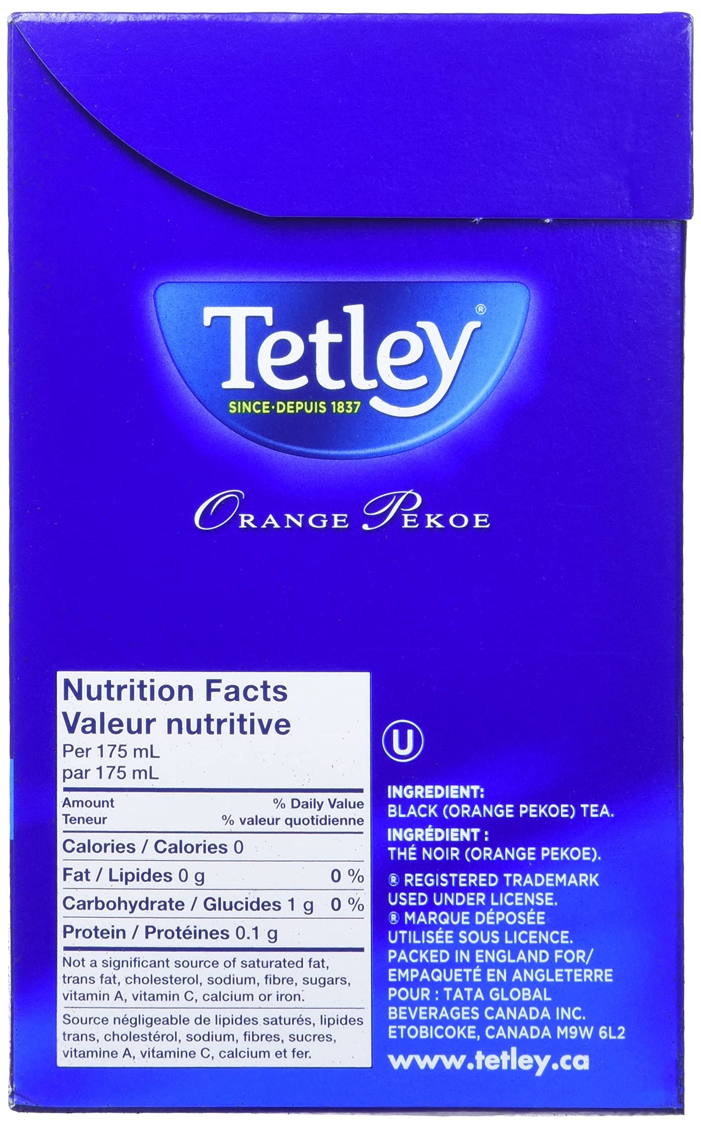 Tetley Orange Pekoe Tea, 144-Count Tea Bags, 454g/1lb (Imported from Canada)