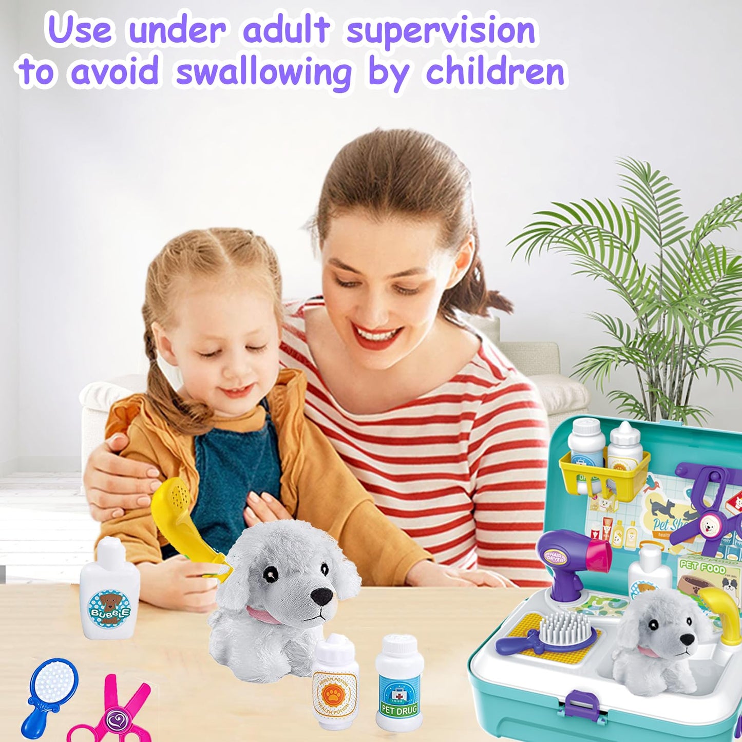 TEUVO Pet Care Play Set Doctor Kit – 16-Piece Vet Toys for Kids 3–7