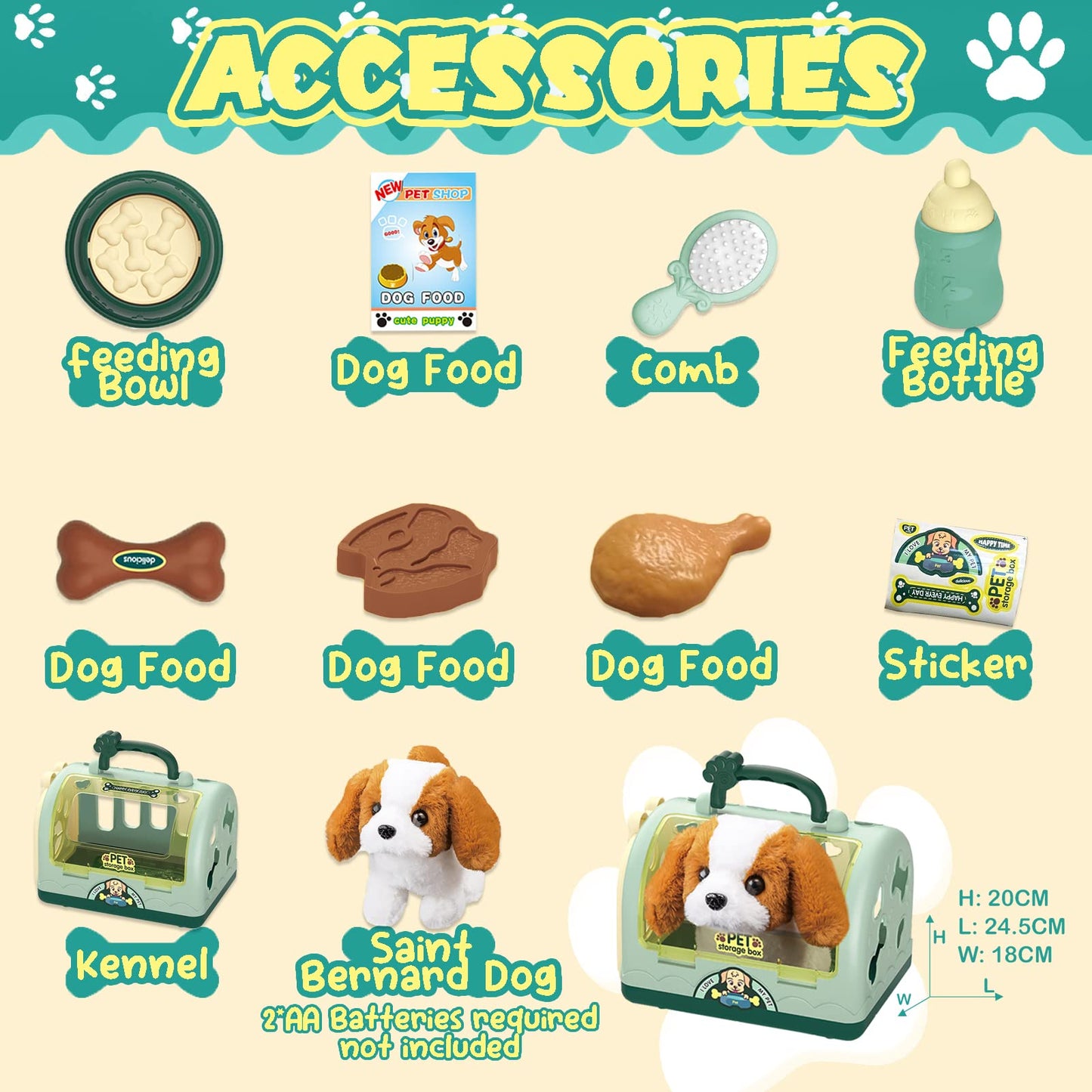 TEUVO Pet Care Play Set – Interactive Robot Dog Toys for Kids, 12-Piece Kit