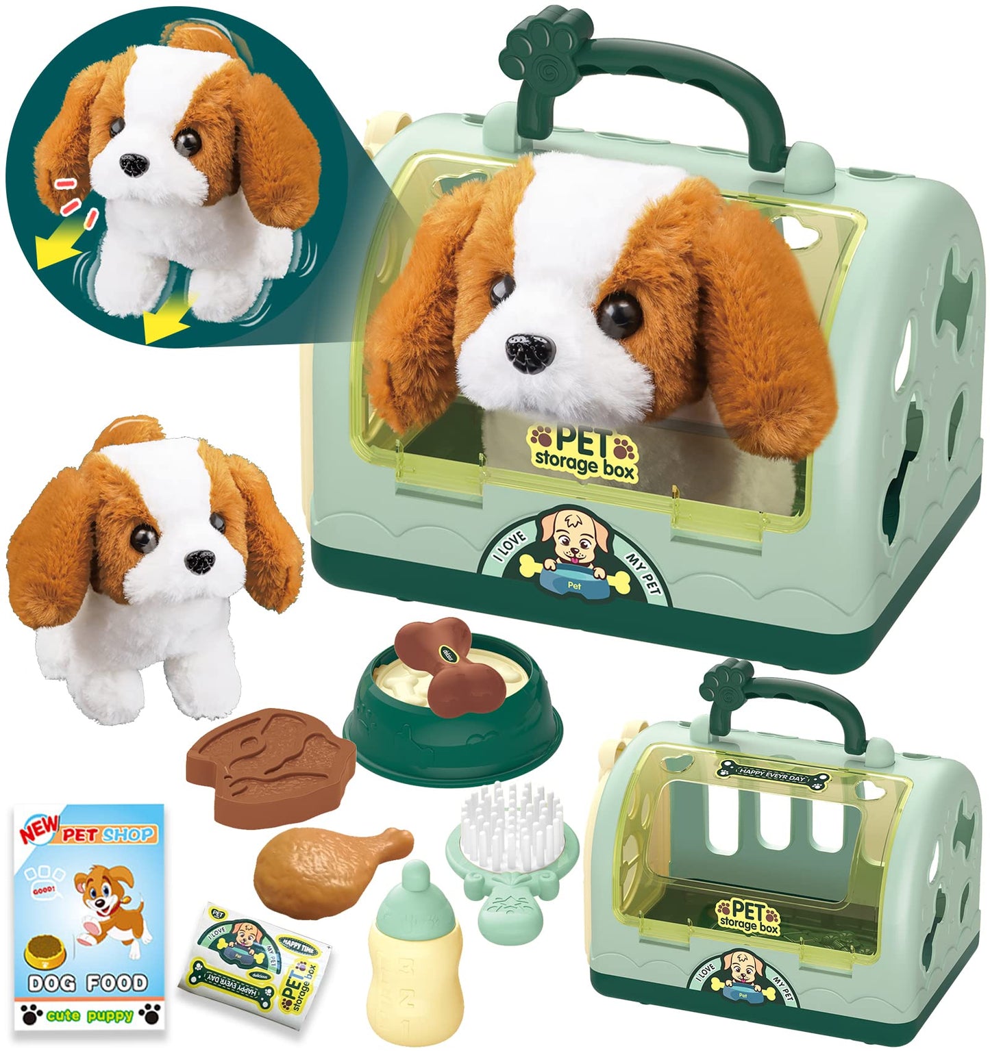 TEUVO Pet Care Play Set – Interactive Robot Dog Toys for Kids, 12-Piece Kit