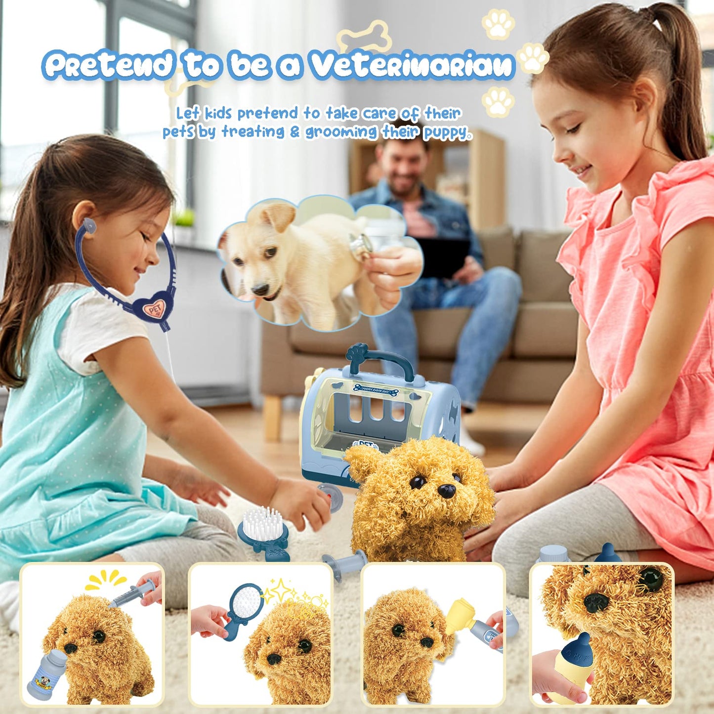 TEUVO Pet Care Playset: Interactive Robot Dog Vet Kit for Kids (Ages 3-7)