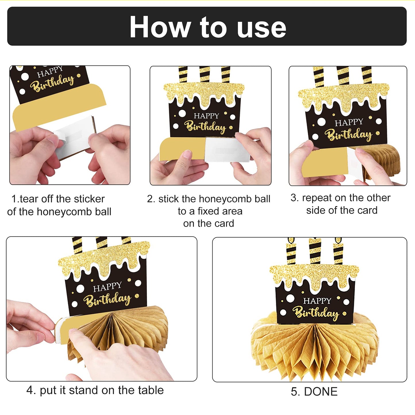 Tevxj 9-Piece 21st Birthday Honeycomb Centerpieces – Gold & Black Table Decor for 21st Birthday Party