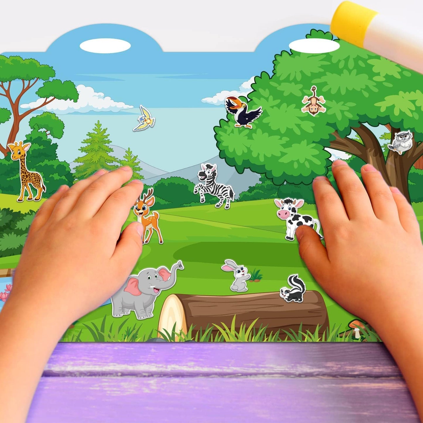 Tevxj 3D Jungle Animals Puffy Sticker Set – 100 Reusable Window Clings for Kids
