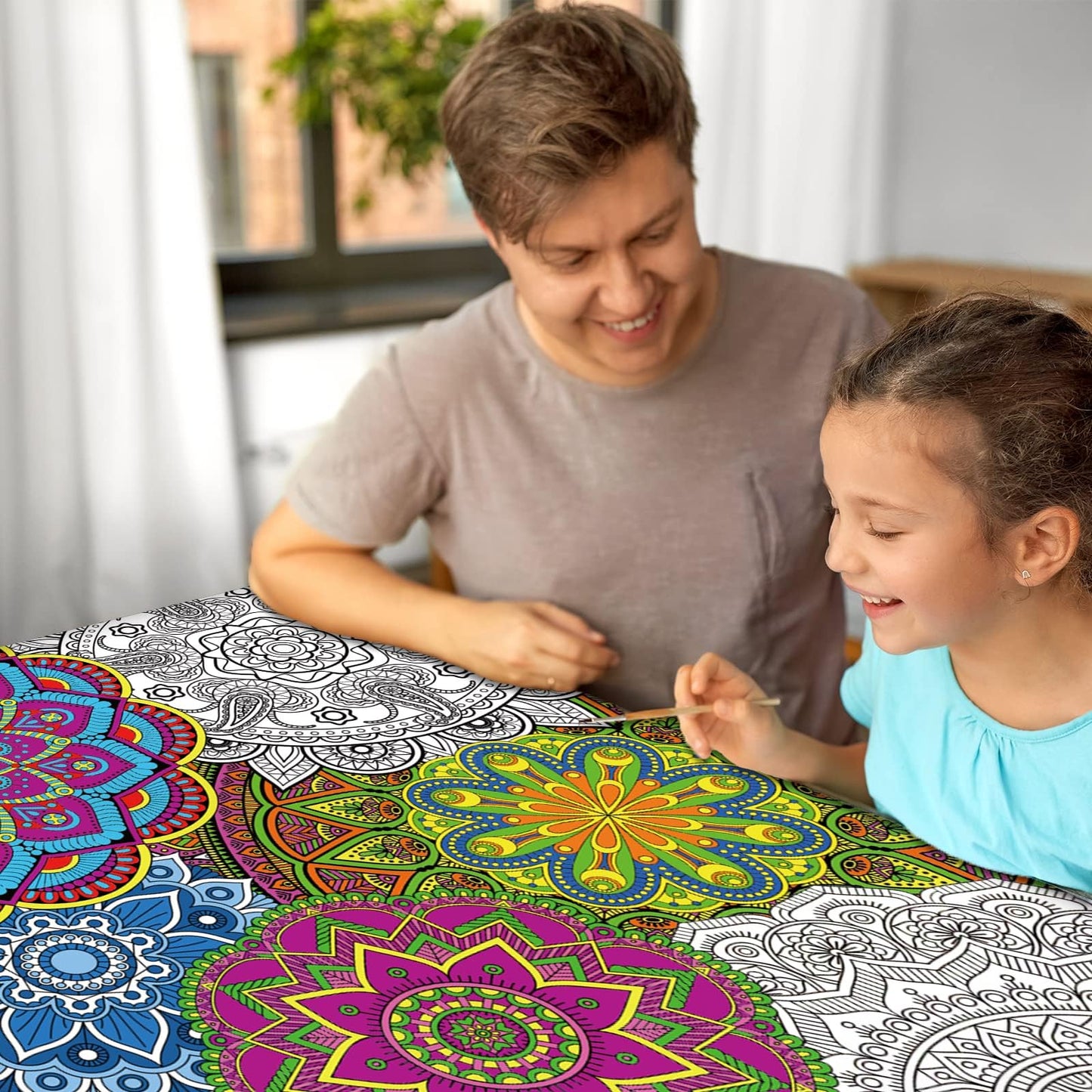 Tevxj 2-Pack Giant Mandala Coloring Posters – 39 x 26 Inches Jumbo Coloring Pages for Kids, Teens & Adults