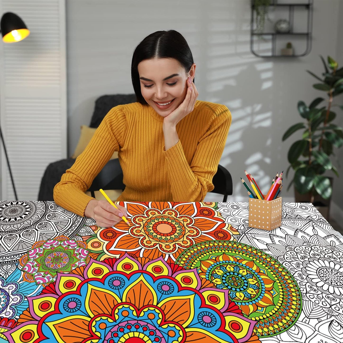 Tevxj 2-Pack Giant Mandala Coloring Posters – 39 x 26 Inches Jumbo Coloring Pages for Kids, Teens & Adults