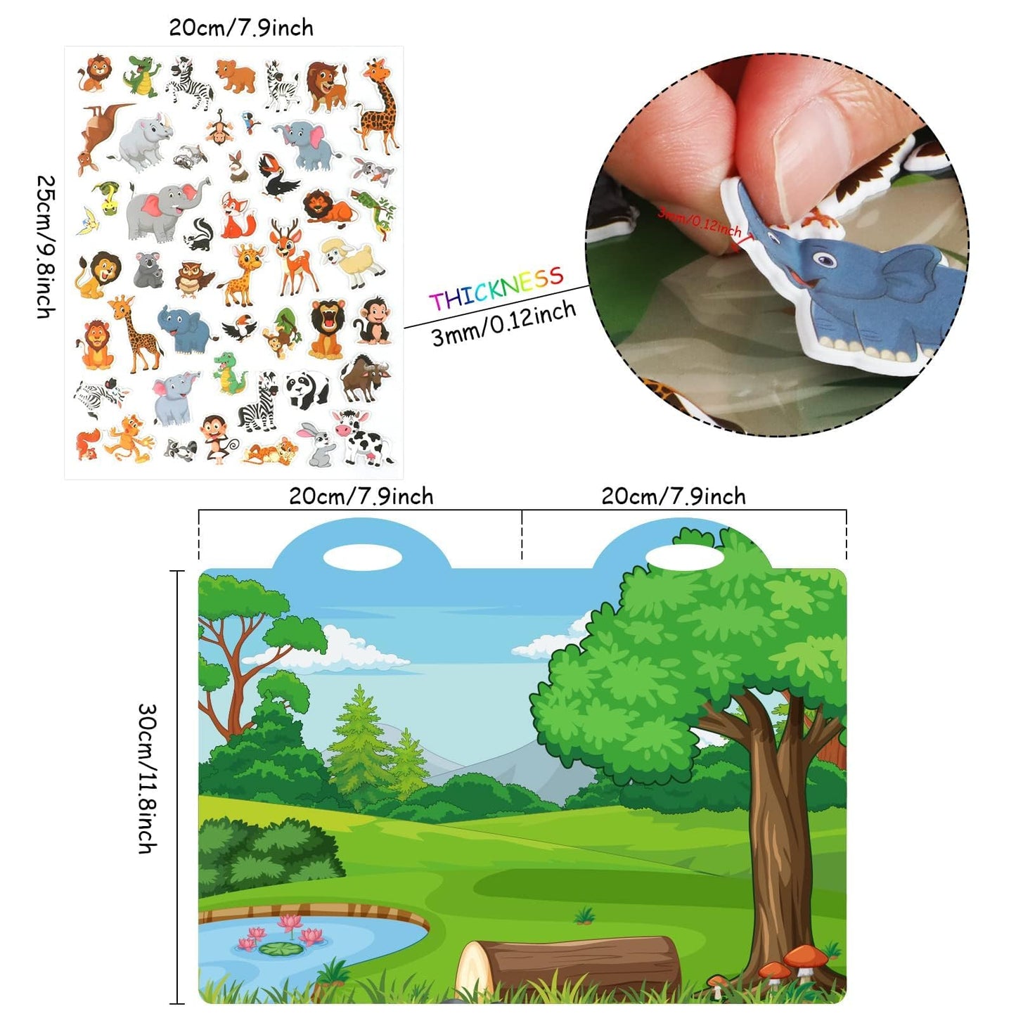 Tevxj 3D Jungle Animals Puffy Sticker Set – 100 Reusable Window Clings for Kids