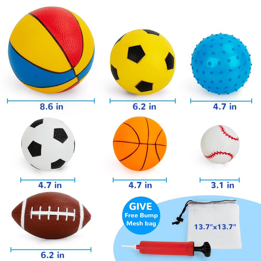 Teytoy 7-Pack Balls for Toddlers 1-3 – Foam Sports Toys for Indoor & Outdoor Play