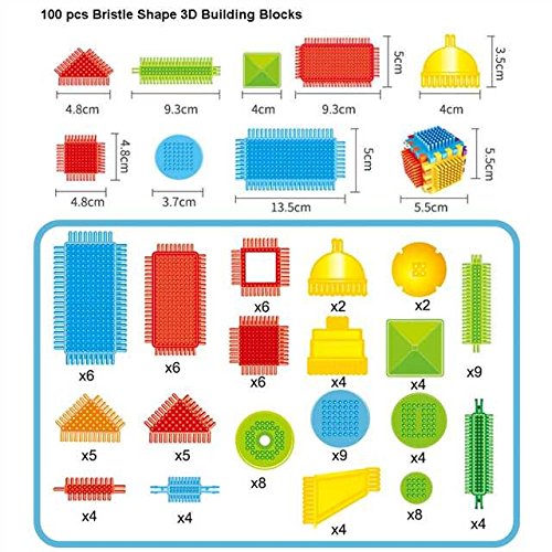 Teytoy 100 Pcs Bristle Shape Building Blocks – Safe, Creative Play for Toddlers & Kids