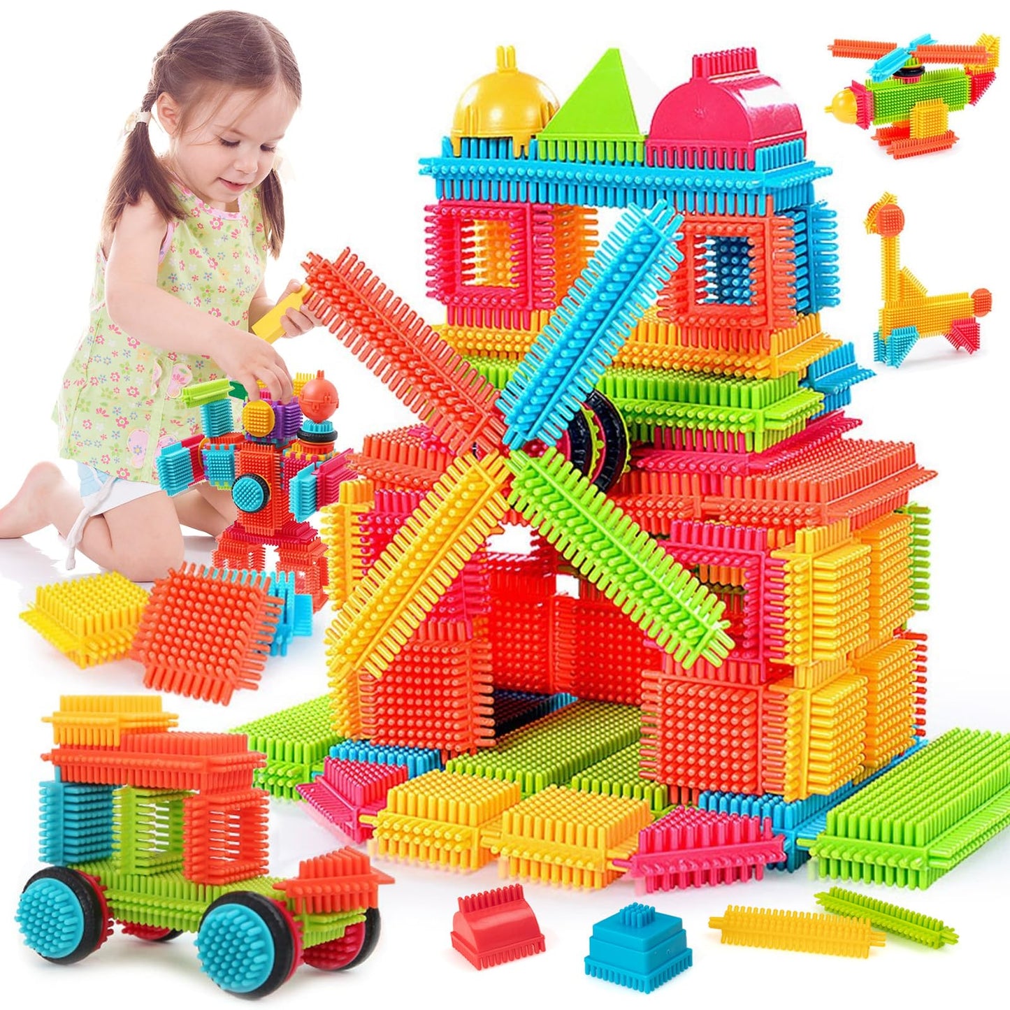 Teytoy 100 Pcs Bristle Shape Building Blocks – Safe, Creative Play for Toddlers & Kids