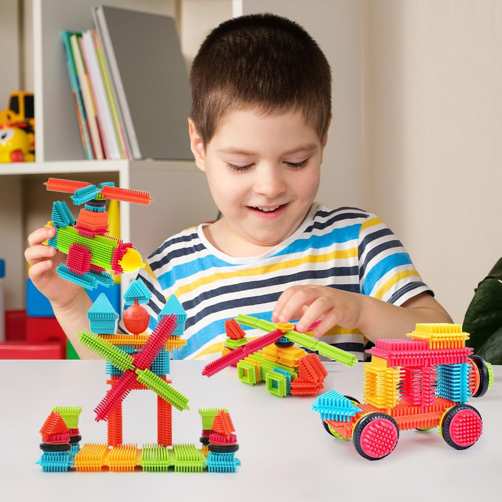 Teytoy 100 Pcs Bristle Shape Building Blocks – Safe, Creative Play for Toddlers & Kids