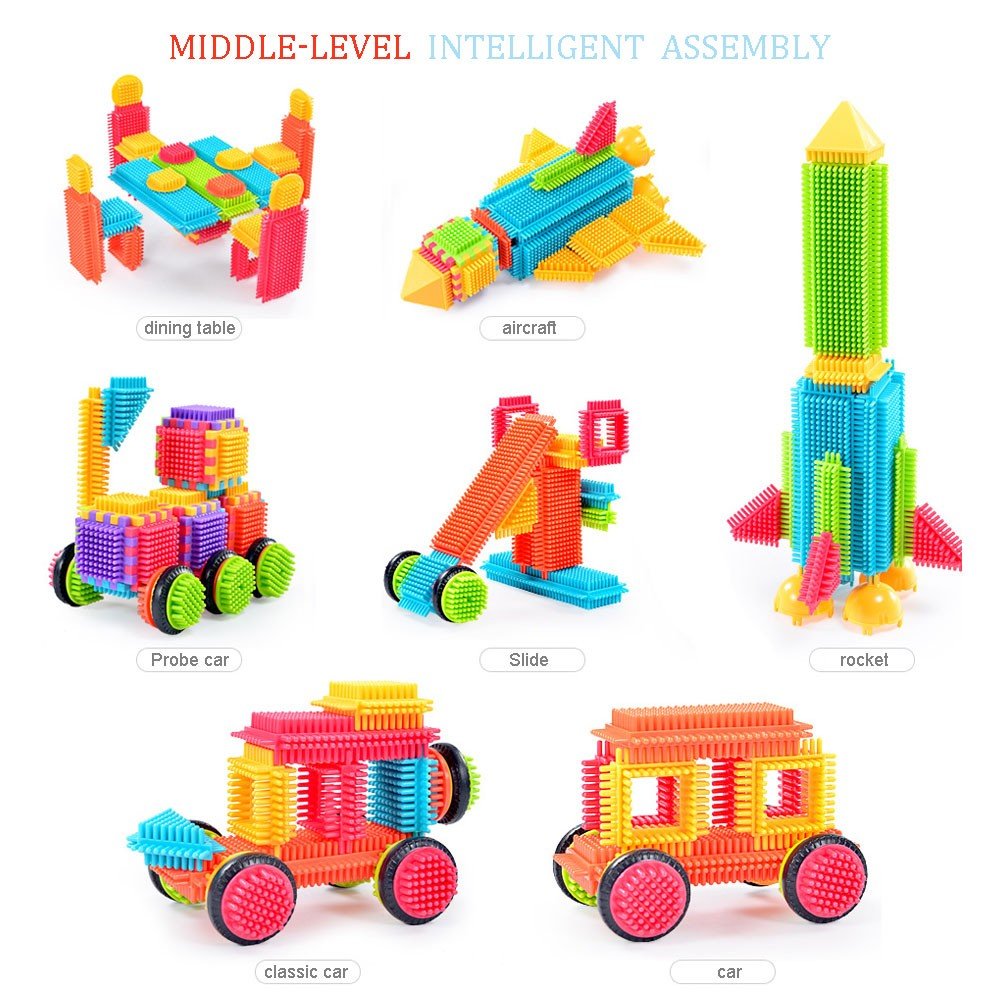 Teytoy 100 Pcs Bristle Shape Building Blocks – Safe, Creative Play for Toddlers & Kids