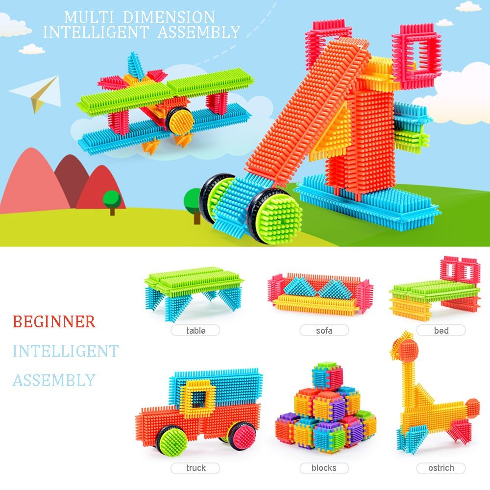 Teytoy 100 Pcs Bristle Shape Building Blocks – Safe, Creative Play for Toddlers & Kids