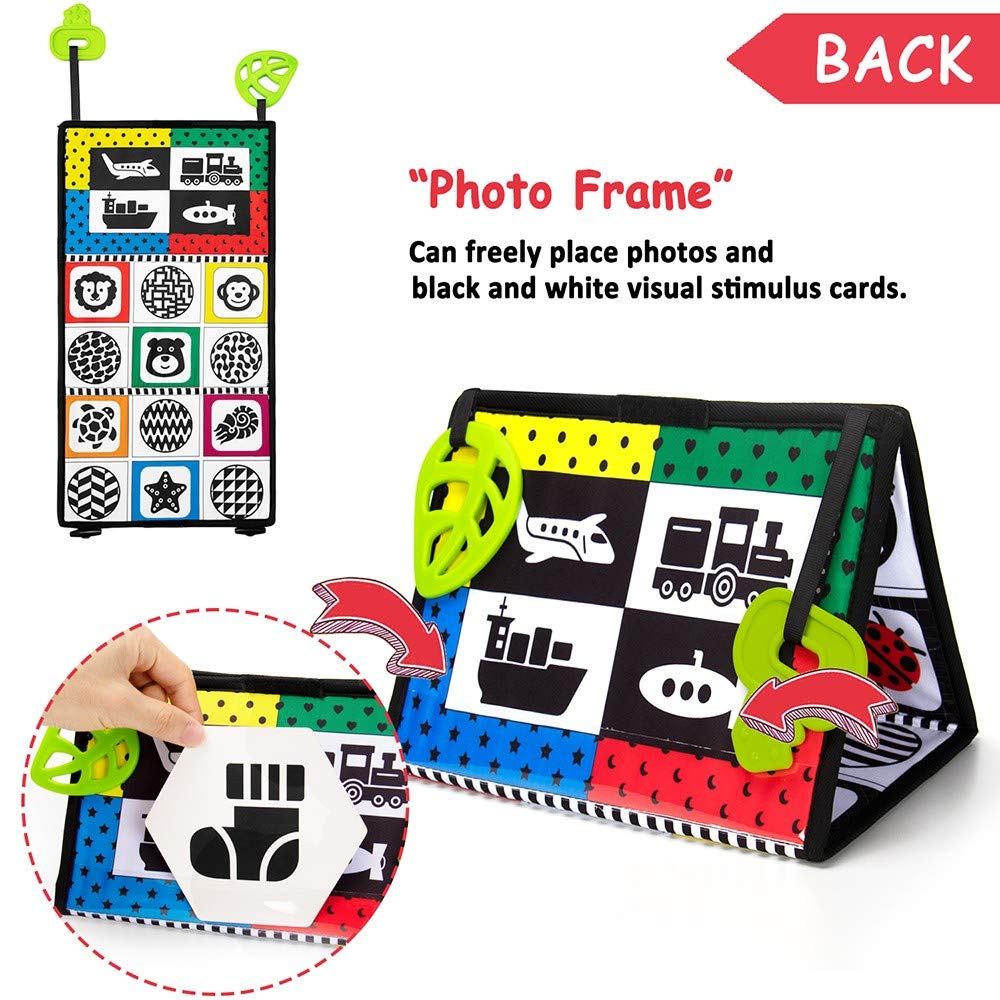 teytoy Tummy Time Baby Mirror Toys with Teethers – Black & White High-Contrast Floor Toys for 0-6 Months