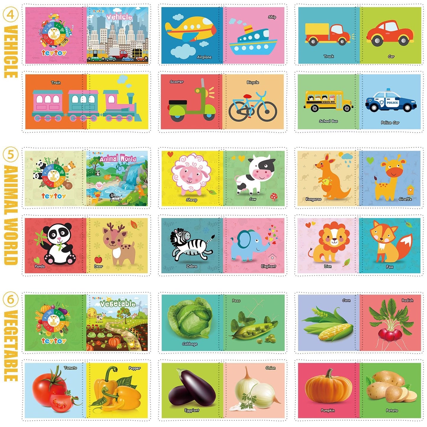teytoy My First Soft Book — Nontoxic Fabric Baby Cloth Books (Pack of 12)
