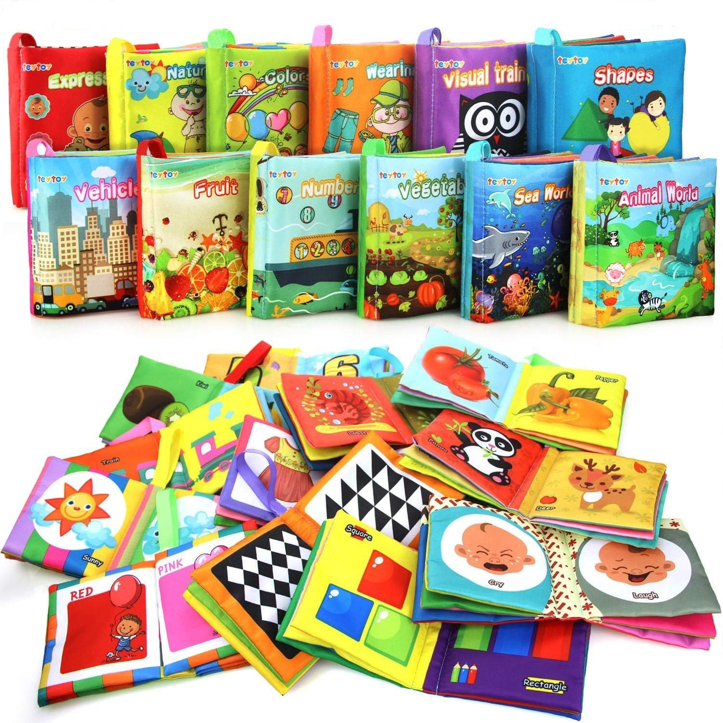 teytoy My First Soft Book — Nontoxic Fabric Baby Cloth Books (Pack of 12)