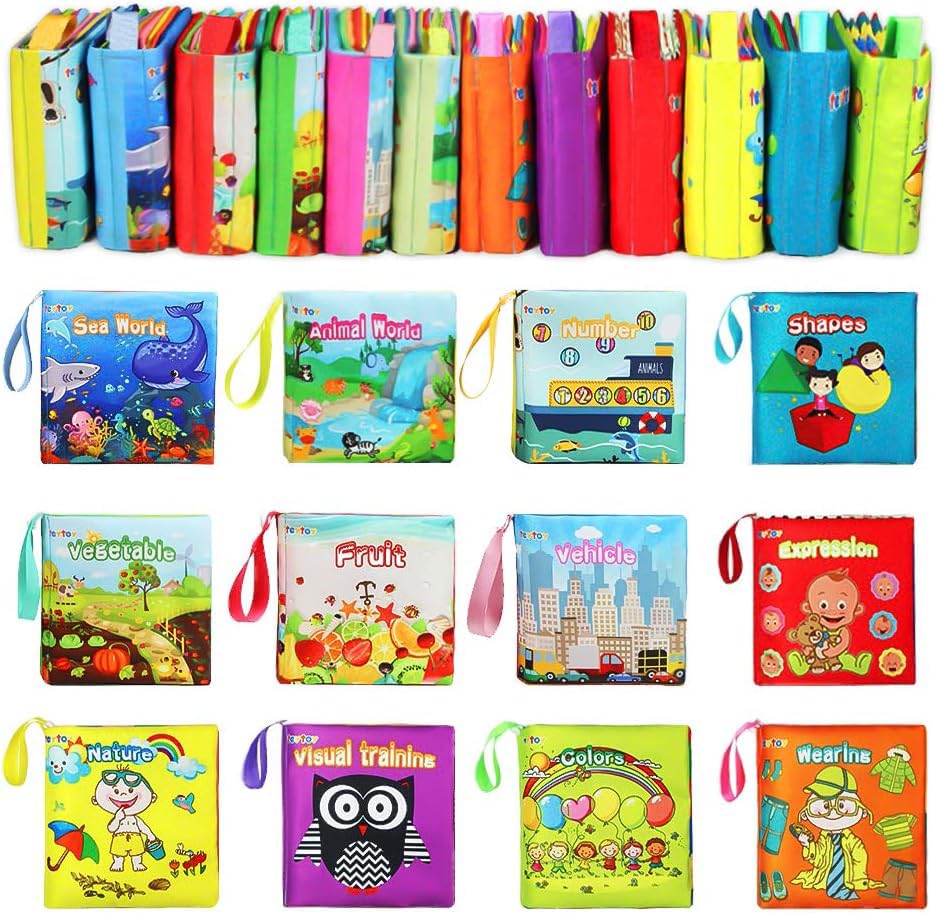 teytoy My First Soft Book — Nontoxic Fabric Baby Cloth Books (Pack of 12)