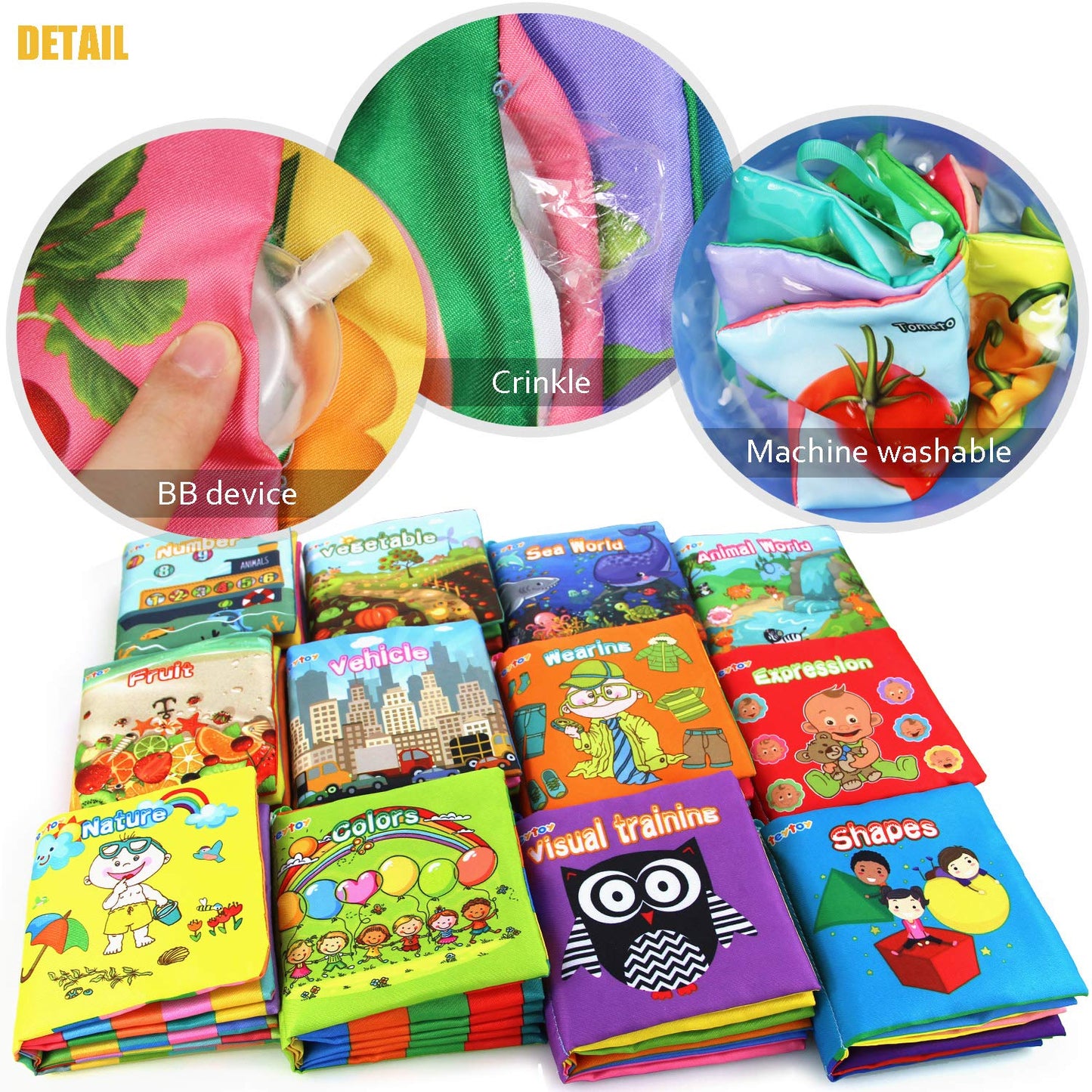 teytoy My First Soft Book — Nontoxic Fabric Baby Cloth Books (Pack of 12)