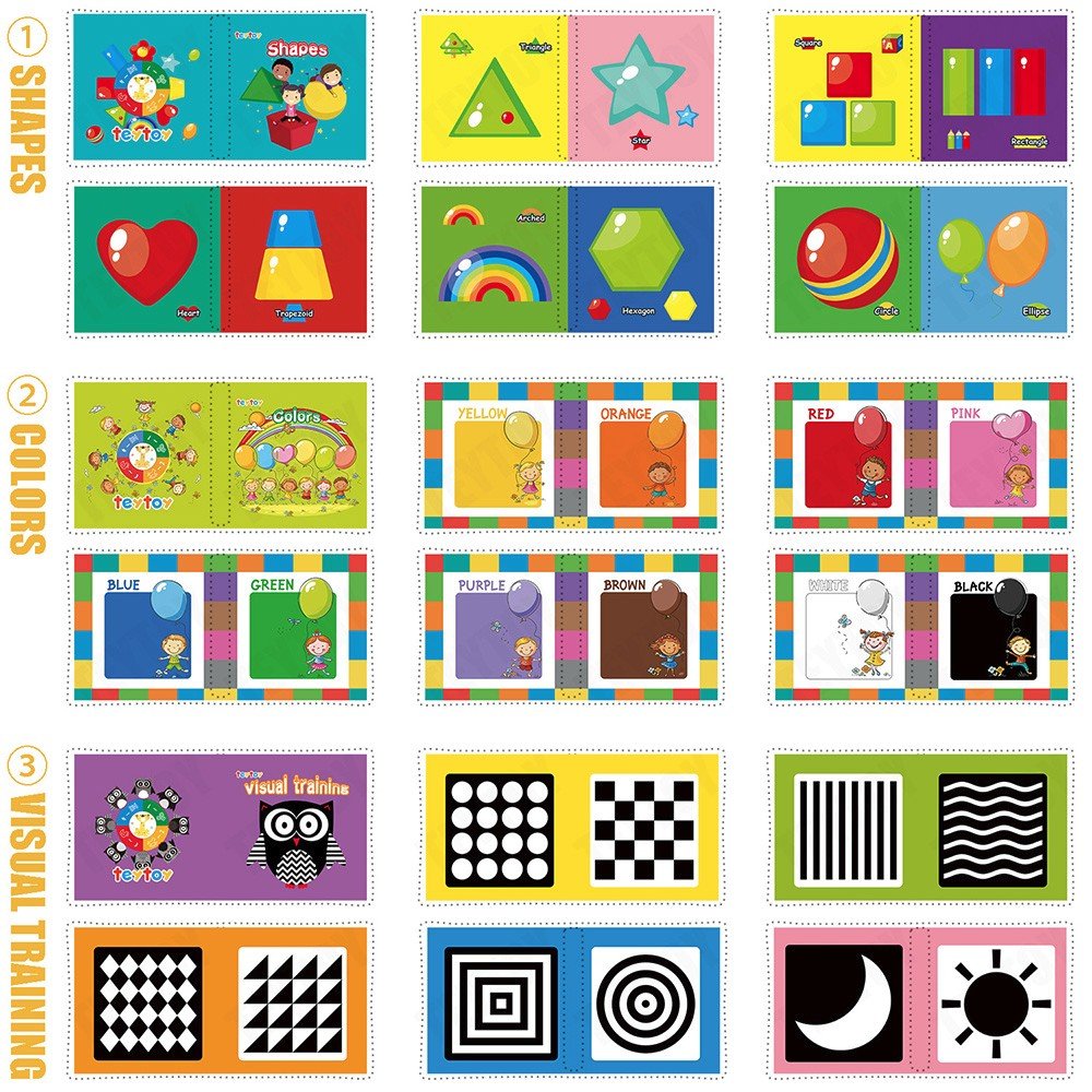 teytoy My First Soft Book — Nontoxic Fabric Baby Cloth Books (Pack of 12)