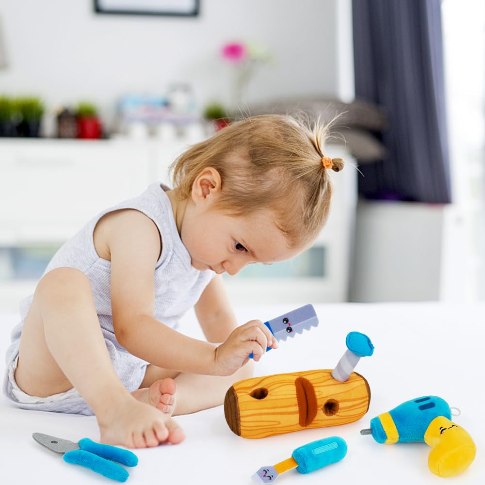 teytoy My First Toolbox Playset – Plush Baby Tool Set for Toddlers, Zippered Box, Montessori STEM