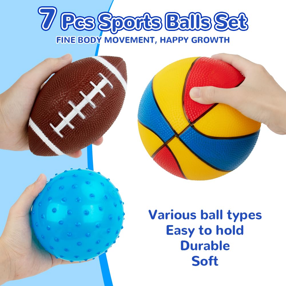Teytoy 7-Pack Balls for Toddlers 1-3 – Foam Sports Toys for Indoor & Outdoor Play