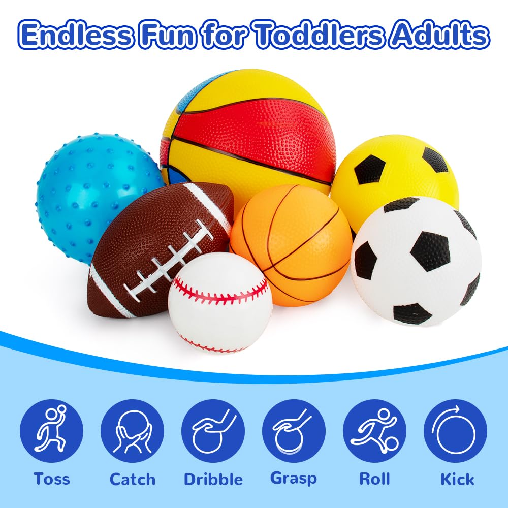 Teytoy 7-Pack Balls for Toddlers 1-3 – Foam Sports Toys for Indoor & Outdoor Play