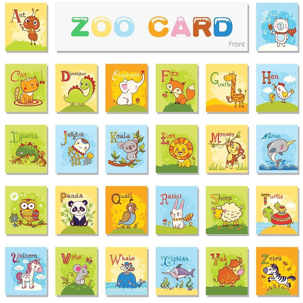 TEYTOY Zoo Series: 26 Soft Alphabet Cards with Cloth Bag for 0+ Years