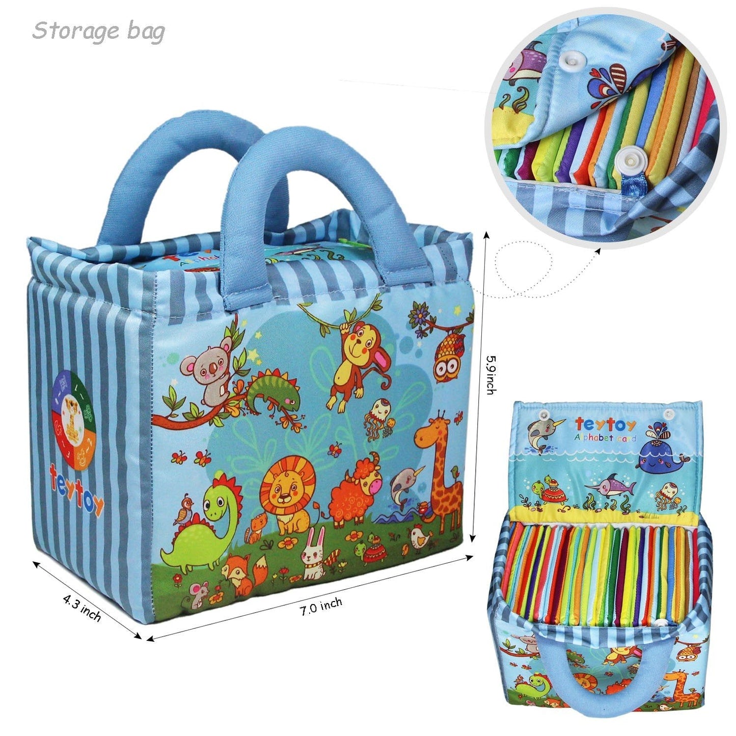TEYTOY Zoo Series: 26 Soft Alphabet Cards with Cloth Bag for 0+ Years