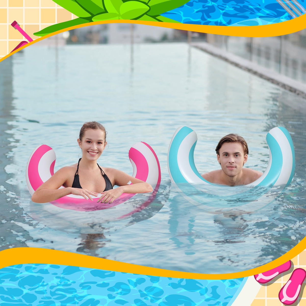 Teyva Daily 2-Pack Curved Inflatable Pool Noodles – 75 x 60 cm Lounge Floats
