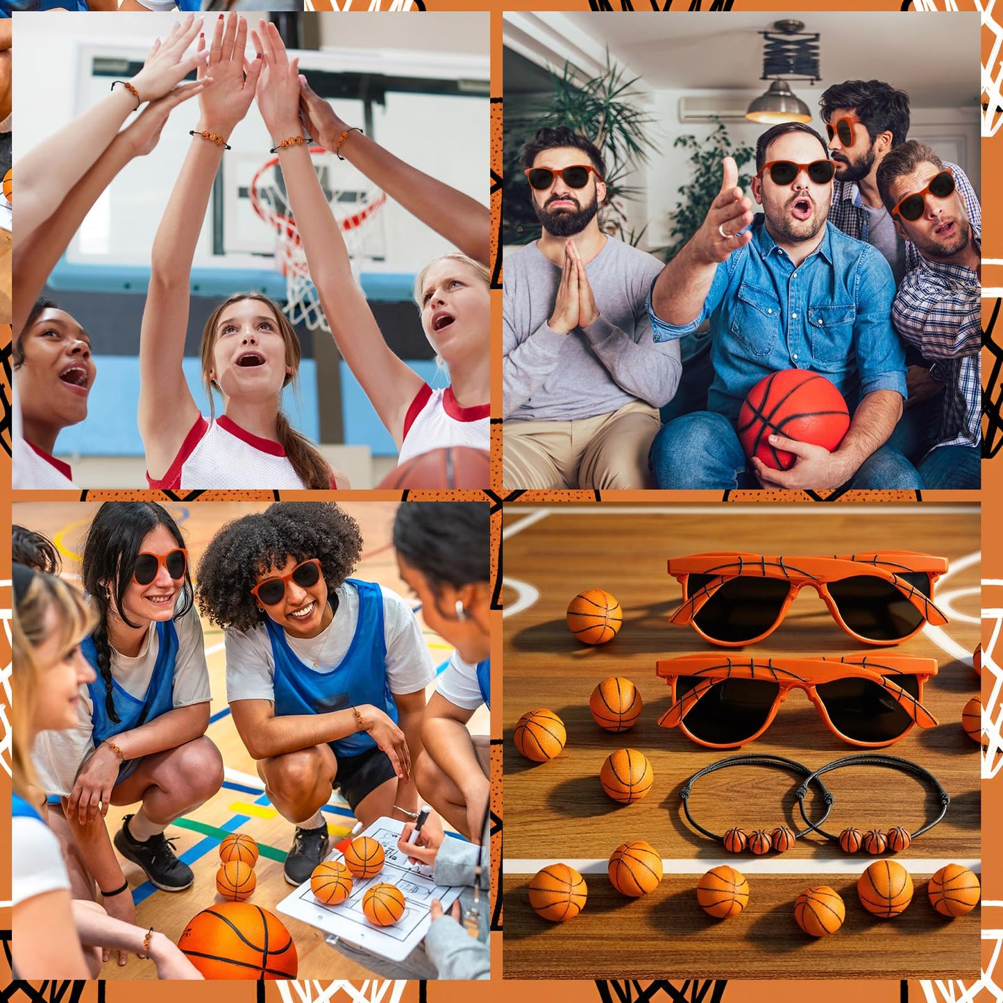 Teyva Daily 72 Pcs Basketball Senior Night Gifts Bundle — 24 Bracelets, 24 Stress Balls & 24 Glasses