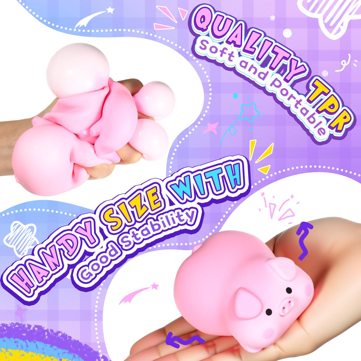 Teyva Daily 20-Piece Pink Pig Squeeze – Stress Relief Balls, Office Fidget & Party Favors
