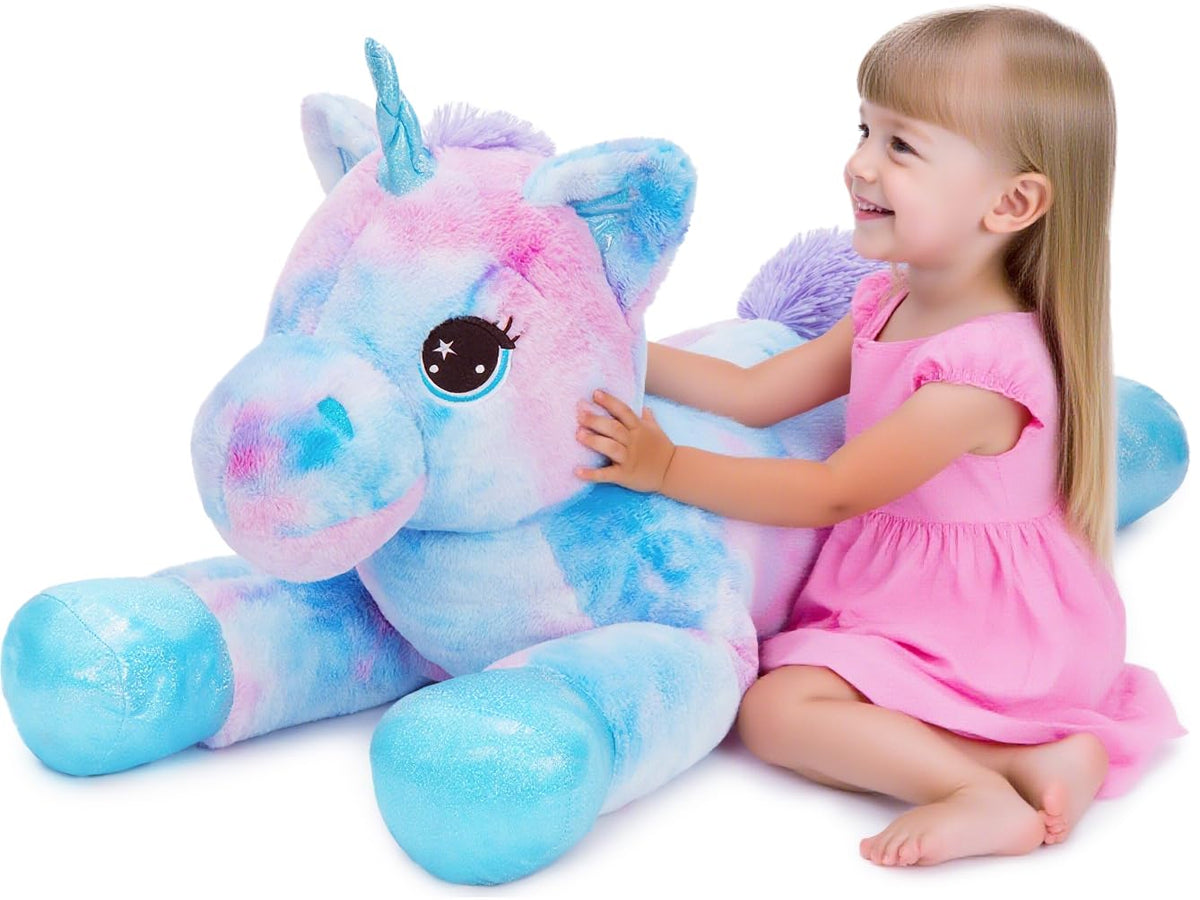 Tezituor 43in Giant Unicorn Stuffed Animal – Rainbow Plush for Kids, Decor & Gifts