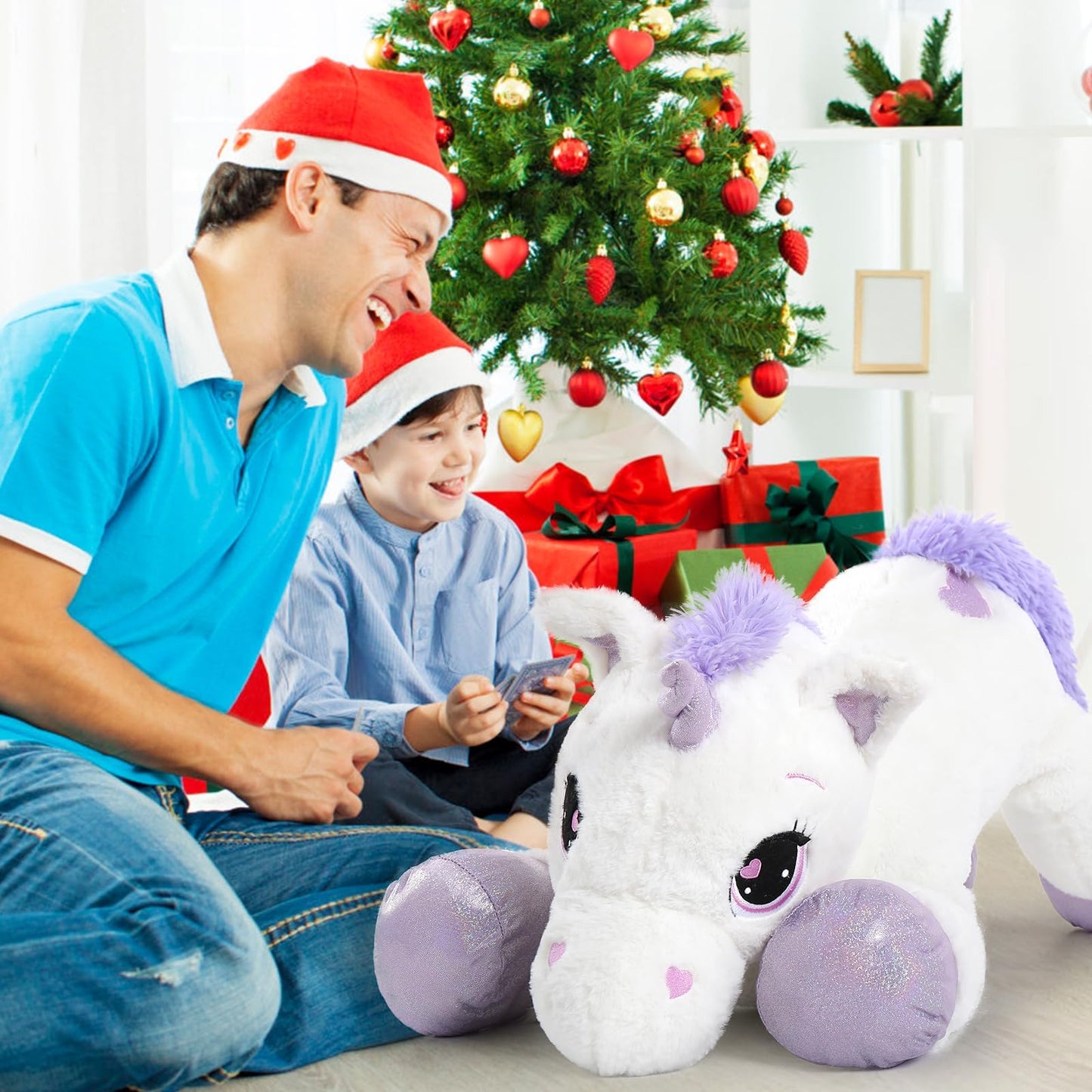 Tezituor 43'' Giant Unicorn Plush - Soft White & Purple Stuffed Animal for Kids