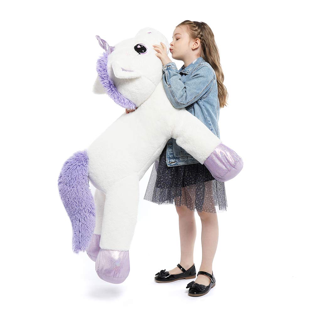 Tezituor 43'' Giant Unicorn Plush - Soft White & Purple Stuffed Animal for Kids
