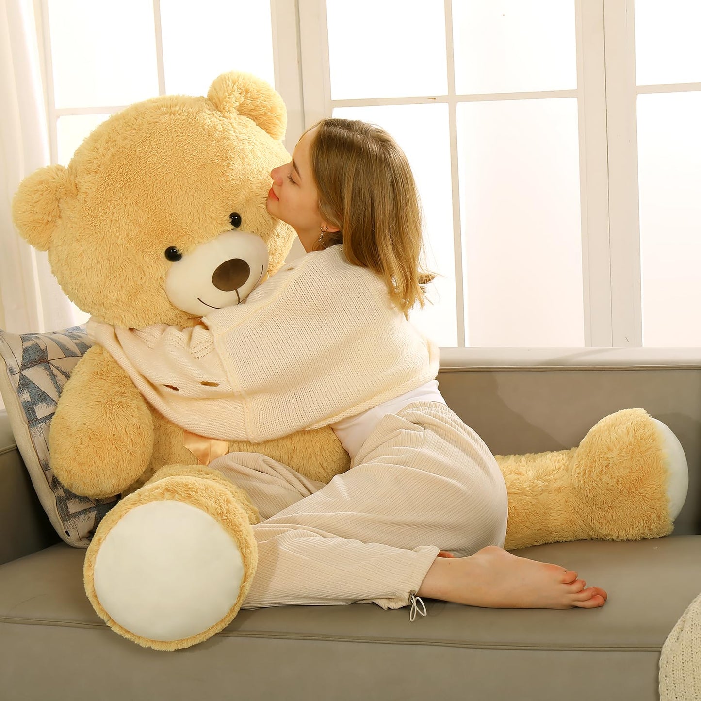 Tezituor 52in Giant Teddy Bear Stuffed Animal – Ultra-Soft Life Size Plush for Gifts, Decor & Cozy Hugs