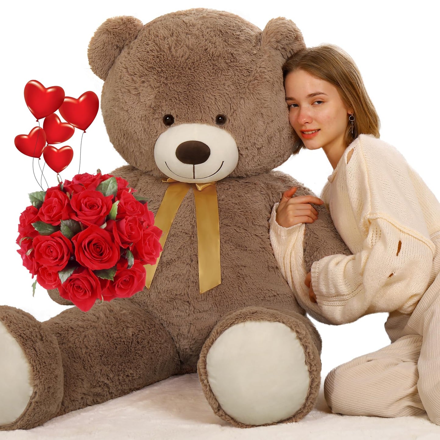 Tezituor 5ft Giant Teddy Bear - 59-Inch Brown Stuffed Animal for Gifts