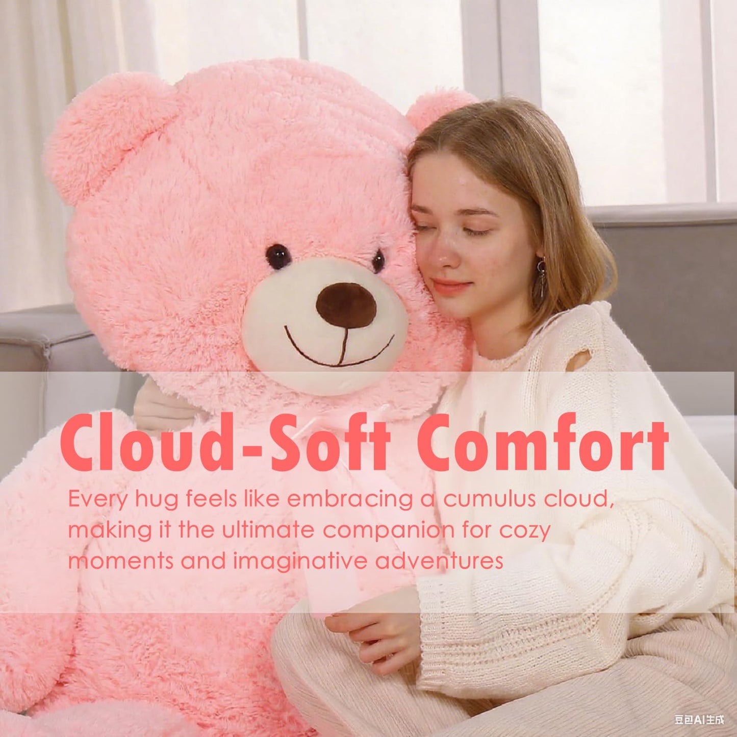 Tezituor 59-Inch Valentines Pink Giant Teddy Bear | 5ft Soft Plush Gift