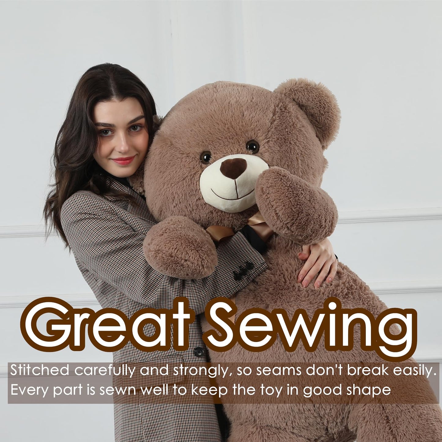 Tezituor 5ft Giant Teddy Bear - 59-Inch Brown Stuffed Animal for Gifts
