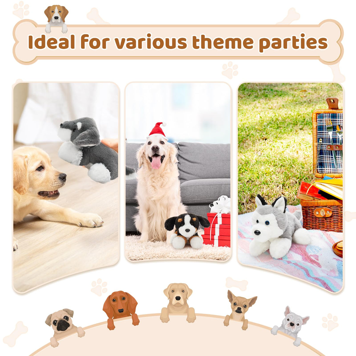 Tezituor 6 Pcs Plush Puppy Set – 11-inch Stuffed Animals for Kids & Parties