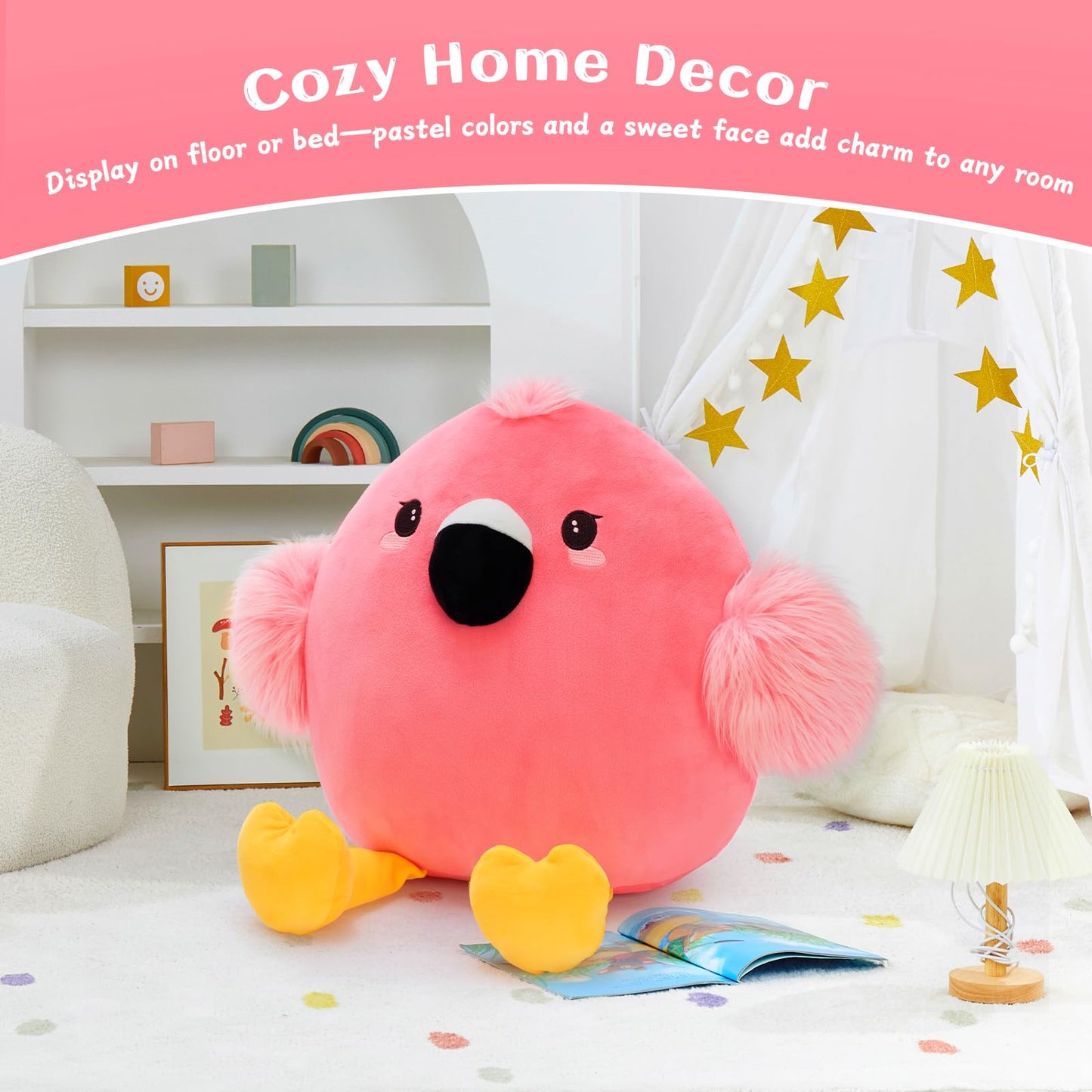Tezituor Easter Pink Flamingo Stuffed Animal – Soft Plush Flamingo Toy & Zippered Pillow