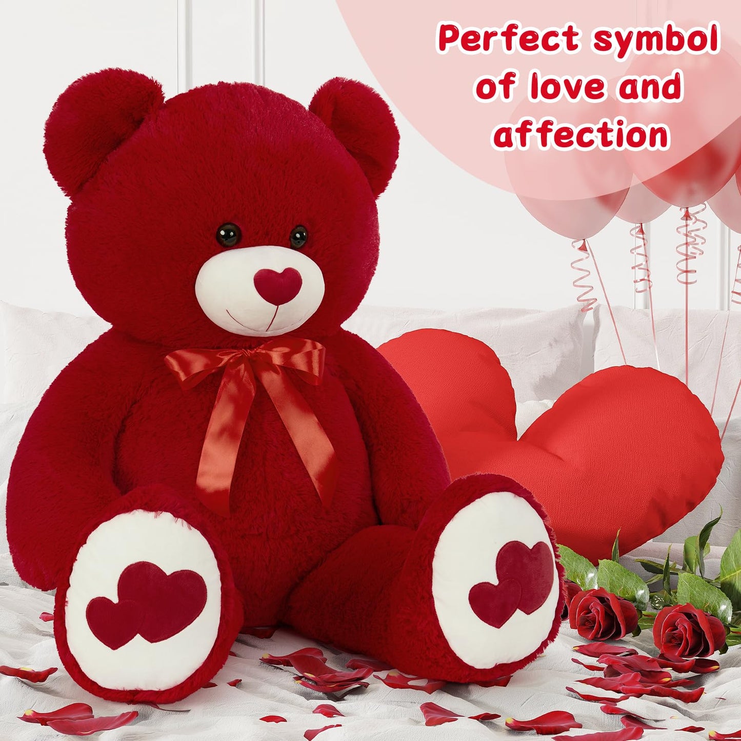 Tezituor 47-Inch Large Teddy Bear with Red Heart – Giant Plush Gift