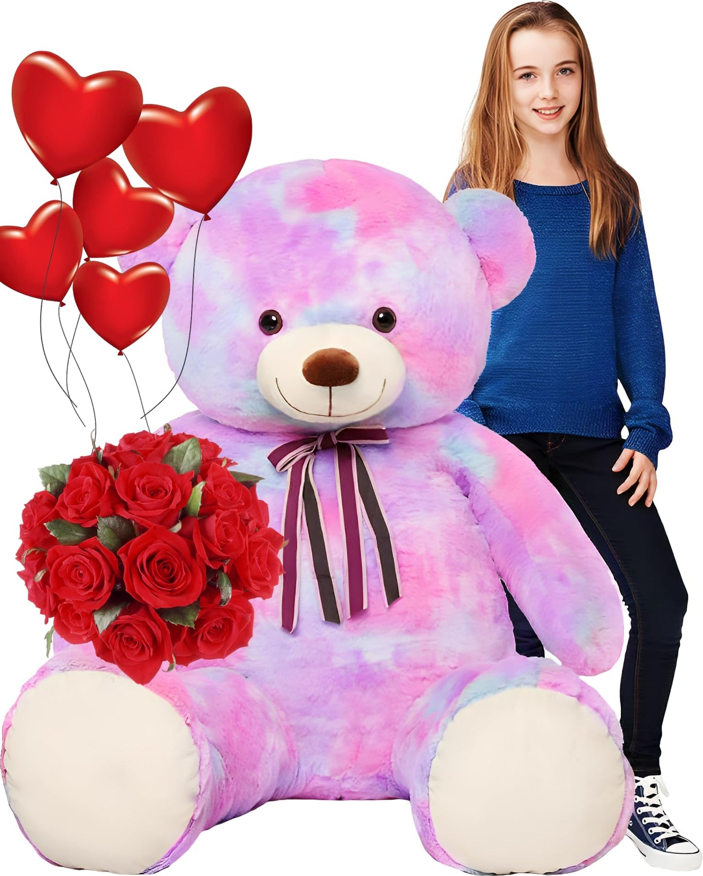 Tezituor 52-Inch Rainbow Purple Teddy Bear – Giant Plush Toy Gift