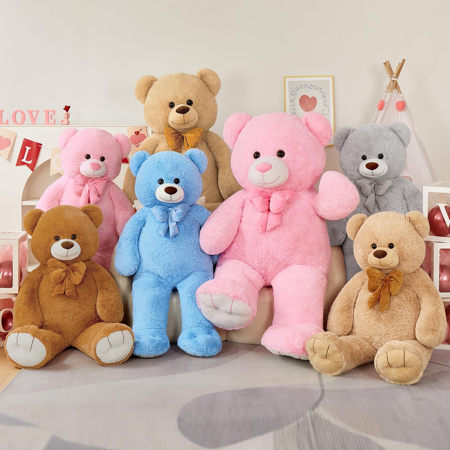 Tezituor Giant Teddy Bear 59-Inch Pink Plush – Life-Size Huggable Gift