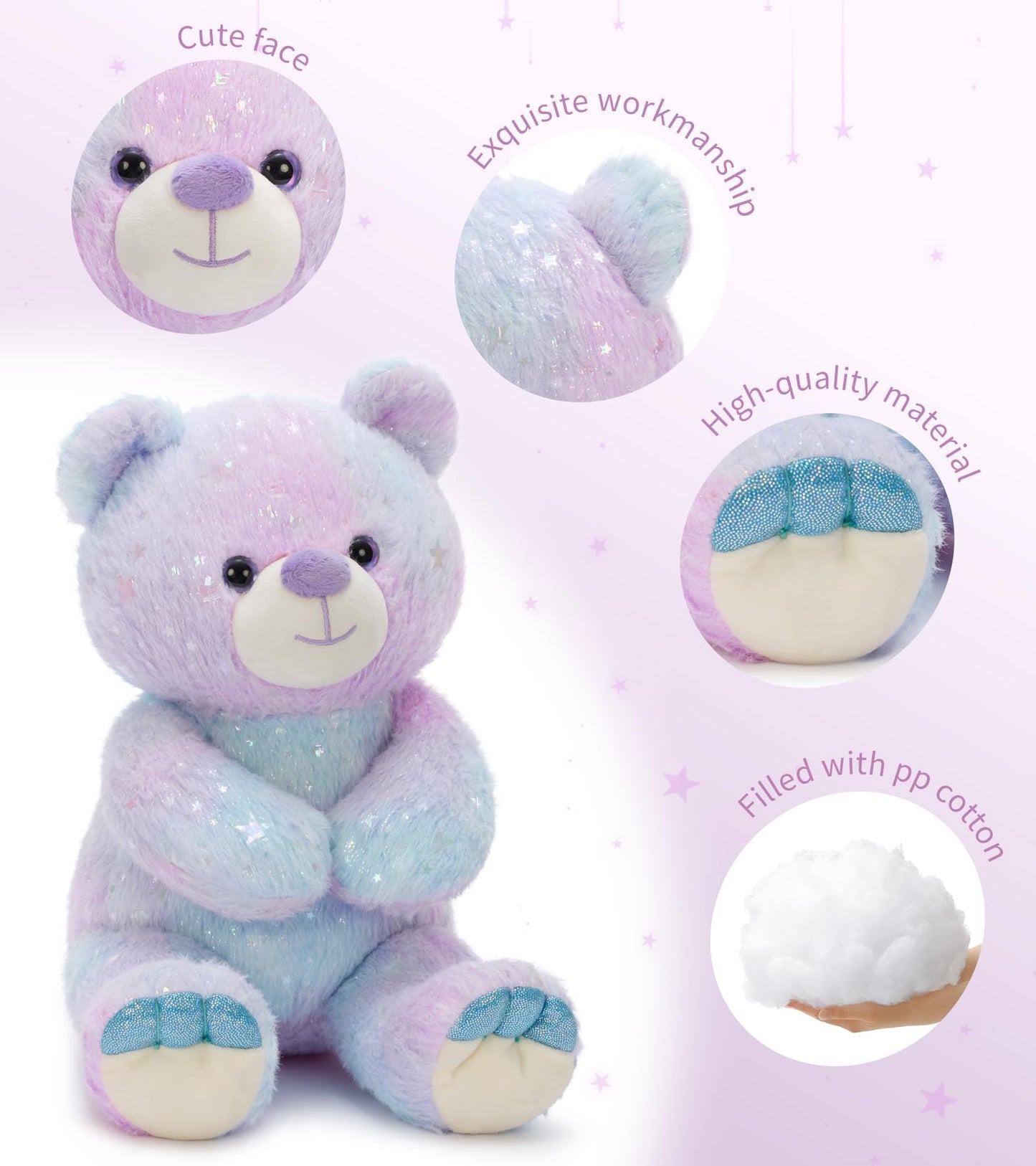 Tezituor Rainbow Bear Plush Toy – 13.78in Teddy Bear for Cozy Cuddles & Gifts