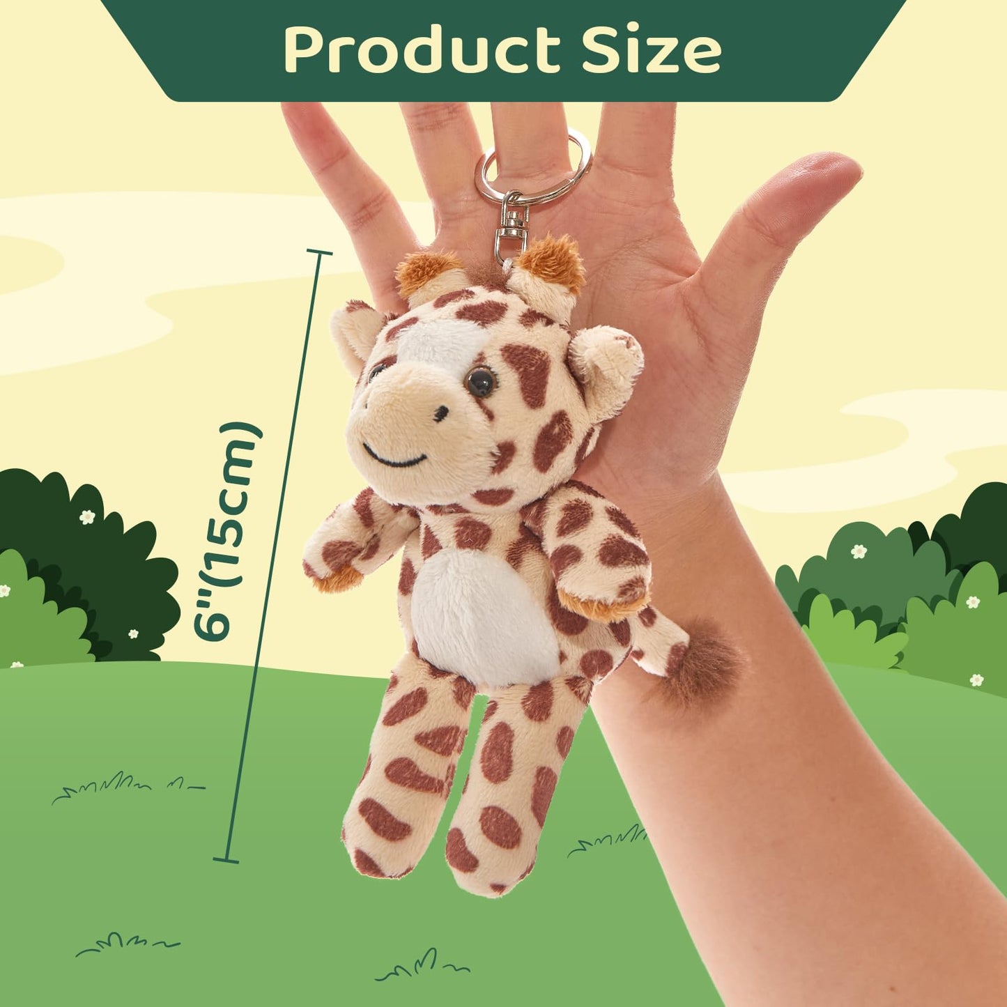 Tezituor 6-Pack Small Stuffed Animals Bulk Plush Toys – 6" Mini Plush Keychains