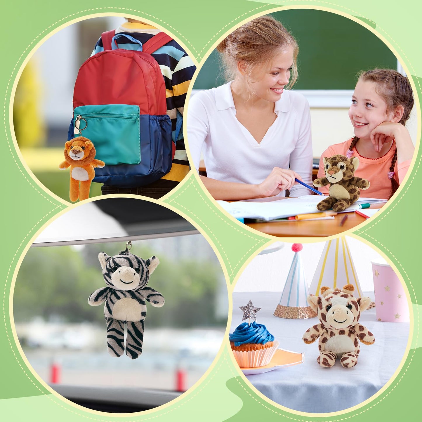 Tezituor 6-Pack Small Stuffed Animals Bulk Plush Toys – 6" Mini Plush Keychains