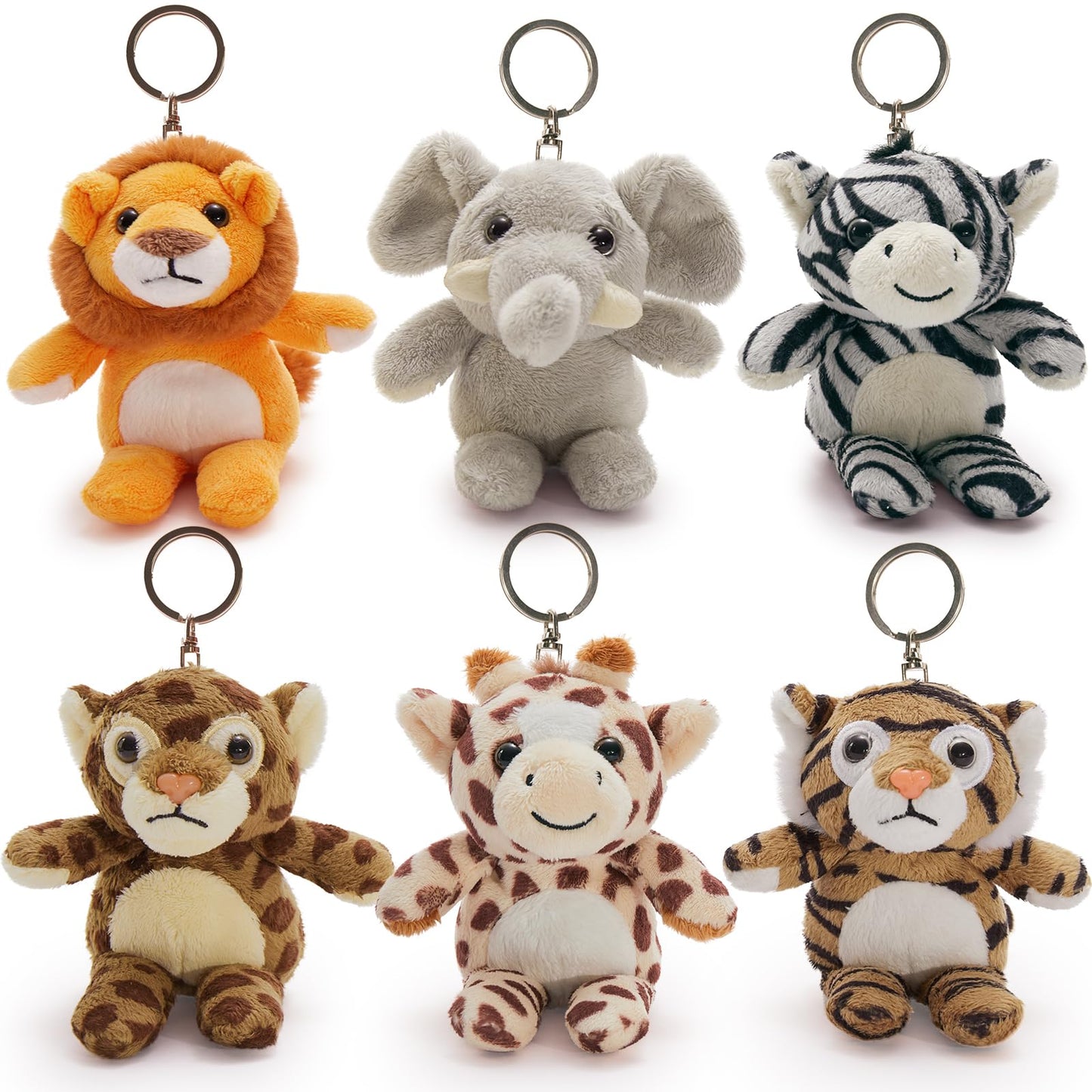 Tezituor 6-Pack Small Stuffed Animals Bulk Plush Toys – 6" Mini Plush Keychains