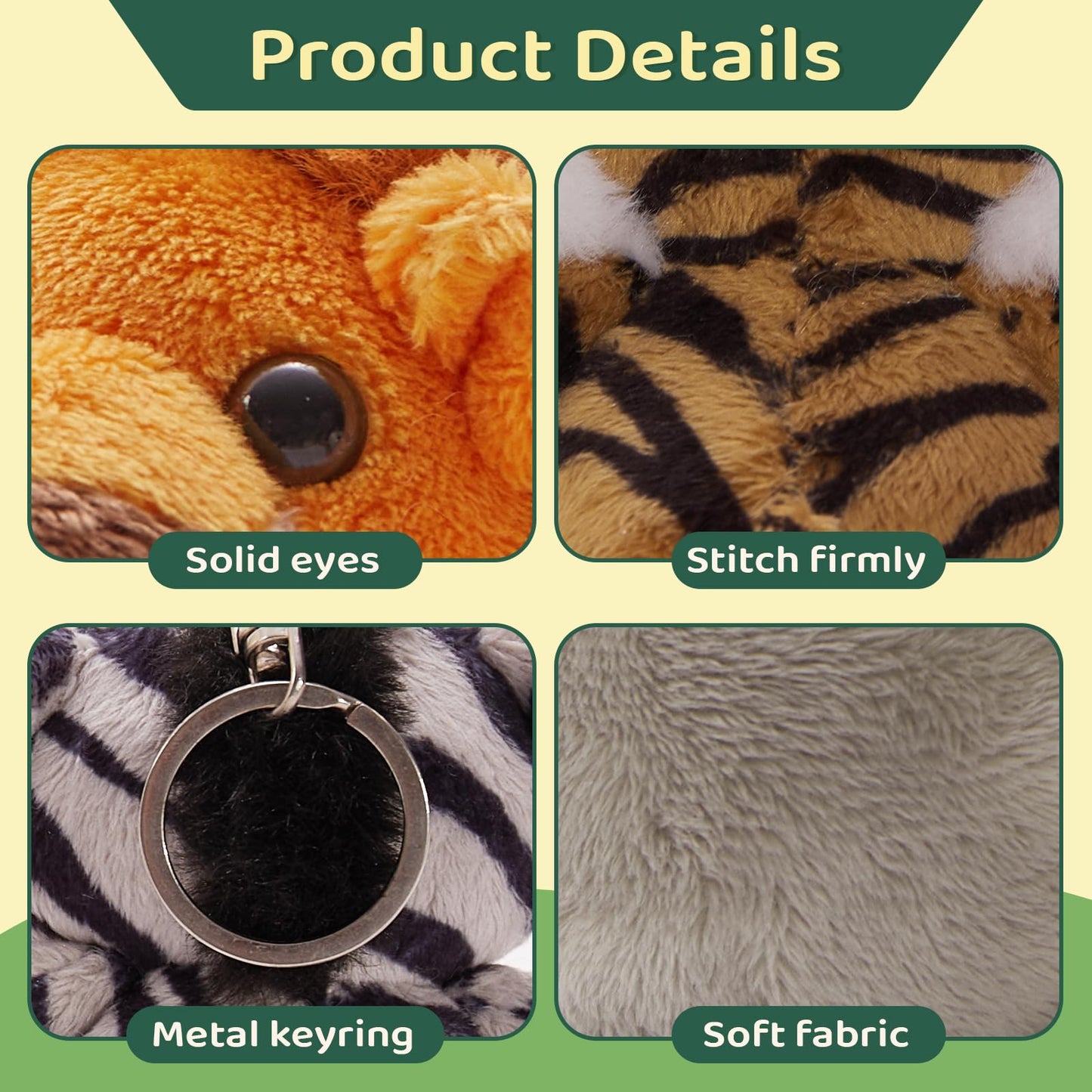 Tezituor 6-Pack Small Stuffed Animals Bulk Plush Toys – 6" Mini Plush Keychains