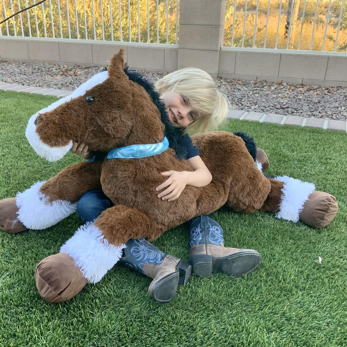 Tezituor 4ft Realistic Horse Plush Pillow – Giant Chocolate Pony for Kids