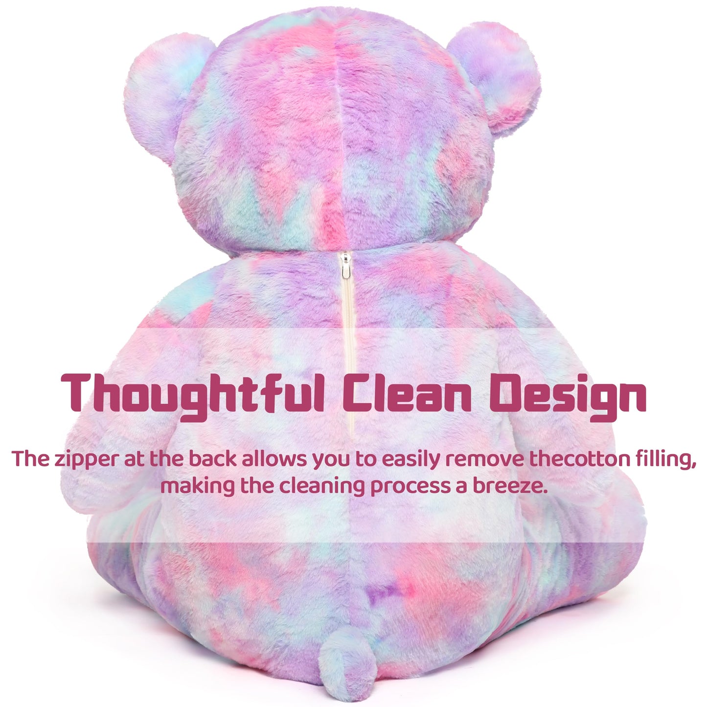 Tezituor Big Teddy Bear - 59-Inch Giant Rainbow Purple Plush, Life-Size Gift for Holidays